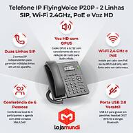 Foto 3 do produto Telefone IP FlyingVoice P20P - 2 Linhas SIP, Wi-Fi 2.4GHz, PoE, USB 2.0 e Voz HD