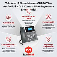 Foto 4 do produto Telefone IP Grandstream GRP2603 — 3 Linhas, 6 Contas SIP e Gigabit Ethernet