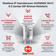 Foto 3 do produto Telefone IP Grandstream Hotelaria GHP610W Wi-Fi 6 2 Linhas SIP Branco