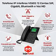 Foto 2 do produto Telefone IP Intelbras V5502 - 12 Contas SIP, Gigabit, Bluetooth, PoE e Voz HD