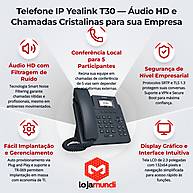 Foto 3 do produto Telefone IP Yealink T30 1 Conta SIP Áudio HD 2 Portas 10/100
