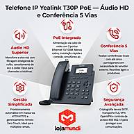 Foto 3 do produto Telefone IP Yealink T30P PoE 1 Conta SIP Áudio HD
