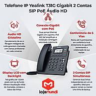Foto 3 do produto Telefone IP Yealink T31G Gigabit 2 Contas SIP PoE Áudio HD
