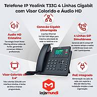 Foto 3 do produto Telefone IP Yealink T33G 4 Linhas Gigabit Visor Colorido